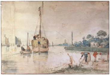 Une barge avec du foin, vers 1625-1634