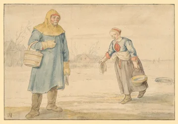 Couple de paysans sur la glace