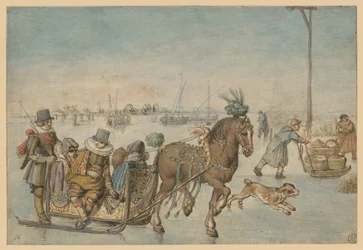Traîneau à chevaux sur la glace