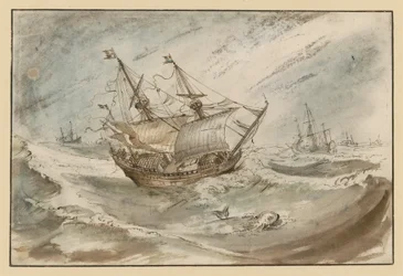 Mer agitée avec grand voilier