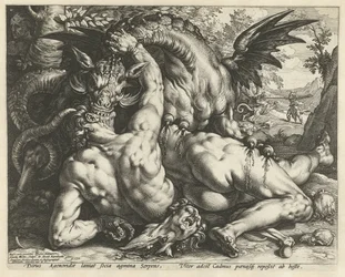 Un dragon dévorant les compagnons de Cadmus