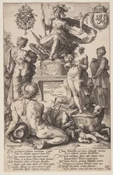 Allégorie de Rome, plaque de titre des Héros romains