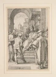 Le Christ devant Pilate, planche n° 5 de la série « La Passion du Christ »
