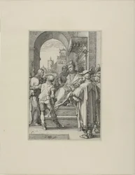 Le Christ devant Pilate, planche cinq de La Passion du Christ