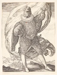 Le porte-étendard, tourné vers la droite