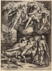 Sainte Famille avec saint Jean-Baptiste enfant, planche 6 de la série « La Vie de la Vierge Marie »