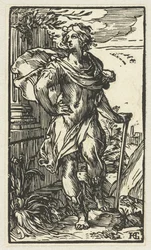 Jeune homme avec une canne