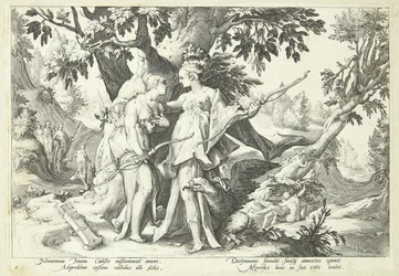 Jupiter déguisé en Diane séduit Callisto