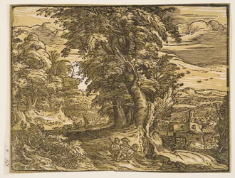Paysage avec un couple de bergers