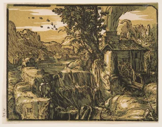 Paysage avec cascade