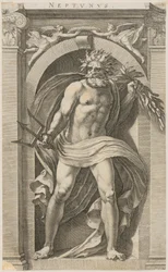 Neptune, feuille n° 2 de la série « Huit divinités antiques »