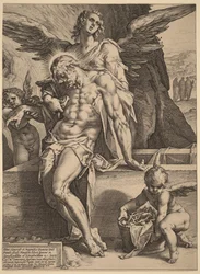 Le corps du Christ soutenu par des anges