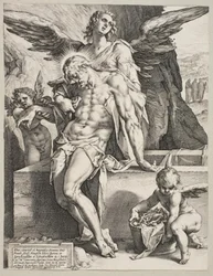 Le corps du Christ soutenu par un ange