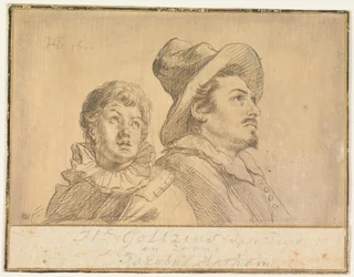 Deux hommes, peut-être Jan Matthijs Ban et Philips van Winghe (recto). Garçon coiffé d