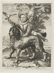 Vries, Frederik de (mort en 1613) fils du peintre Dirck de Vries, élève de Goltzius, avec le chien de Goltzius