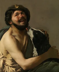 Un Bravo riant avec son chien Diogène, 1628