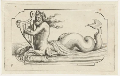 Triton jouant de la harpe