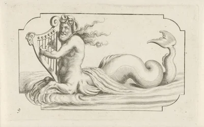 Triton jouant de la harpe