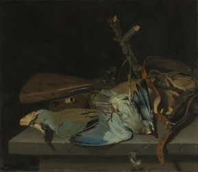 Nature morte avec instruments de chasse et oiseaux