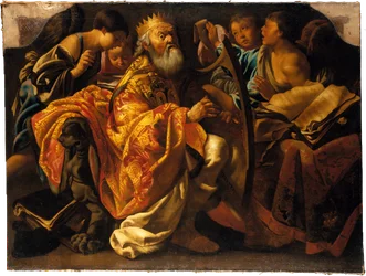 Le roi David jouant de la harpe