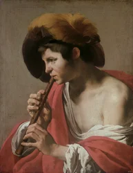 Valet jouant de la flûte à bec, 1621