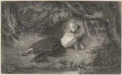 Fille allongée sous des arbres près d