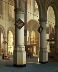 Vue de Die Oudekerk (vieille église) à Delft