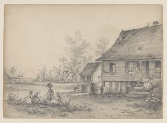 Maison simple avec personnages