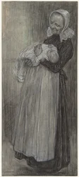 Boulangère avec nourrisson
