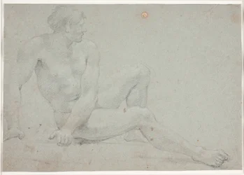 Étude de modèle masculin, assis