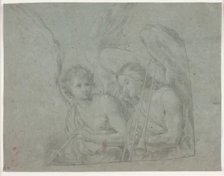 Deux anges avec des instruments de musique