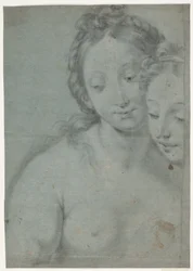 Deux têtes de femmes. Études d