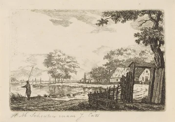 Paysage avec pêcheur