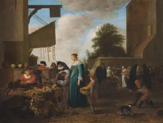 Marché aux légumes, vers 1660 (huile sur bois de chêne)