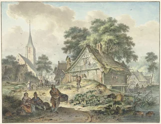 Maison en ruine et église de village