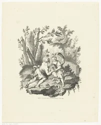 Berger et bergère avec un oiseau et une maison d