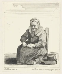 Vieille femme assise avec un chapelet
