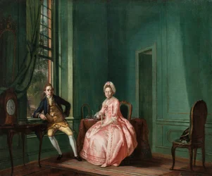 Le poète Johannes Nomsz et son épouse Anna Maria Telghorst dans leur salon, Amsterdam