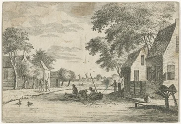 Vue de village avec des pêcheurs
