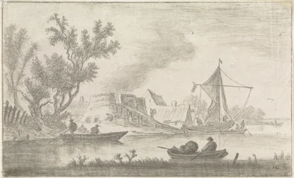 Paysage fluvial avec fours à chaux