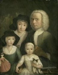 Autoportrait avec sa femme Sanneke van Bommel et leurs deux enfants