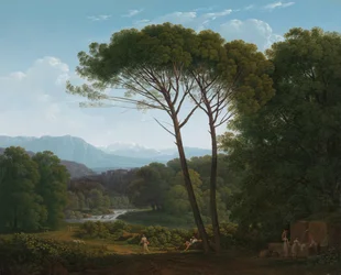 Paysage italianisant avec des pins