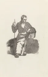 Homme assis avec panier