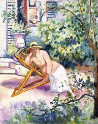 Jeanne dans le jardin à Neuilly