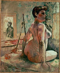 Nu posant dans un studio (huile sur toile)
