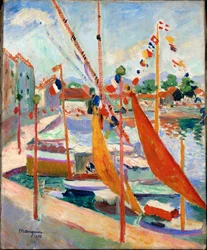 Le 14 juillet à Saint-Tropez (huile sur toile)