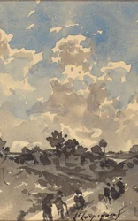 Paysage avec des figures marchant le long d