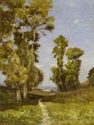 La route menant au lac (huile sur toile)