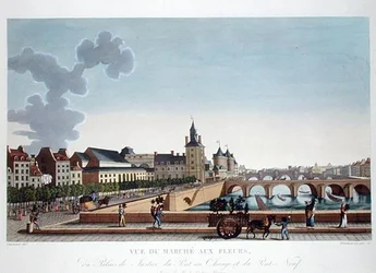 Vue du marché aux fleurs par le Palais de Justice, c.1816-20