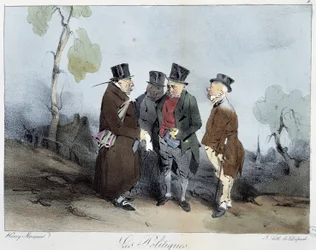 Les politiques - dans "Esquisses parisiennes" par Henri Monnier, éd. Delpech, Paris